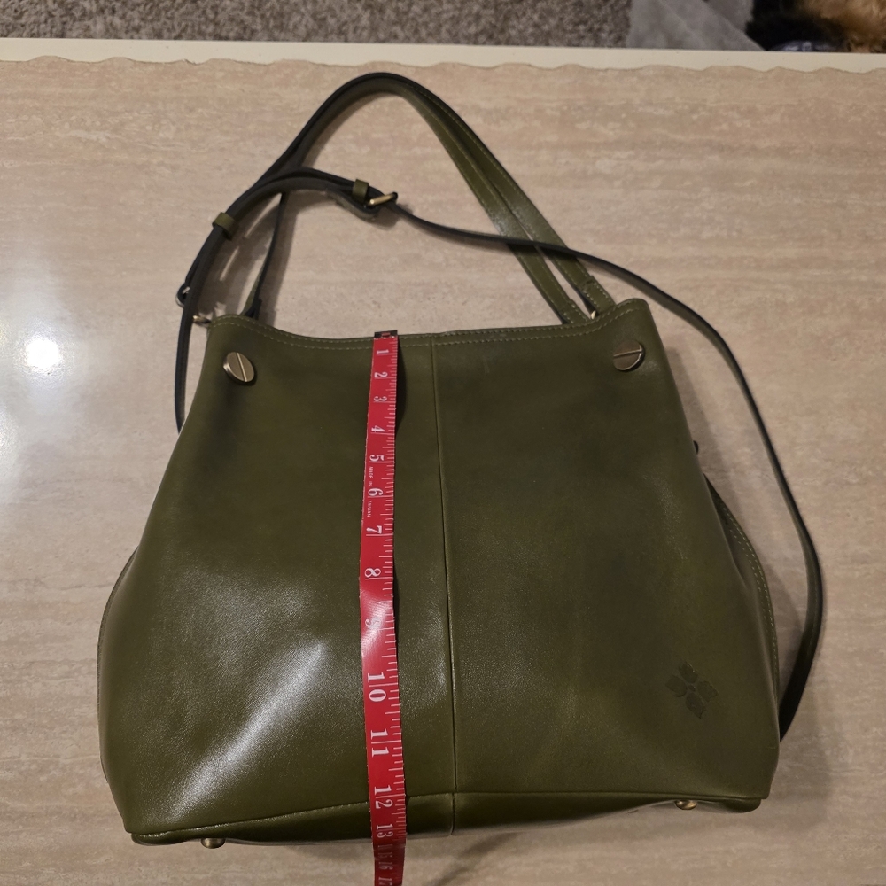 Patricia Nash Lidney Olive Green Leather Slouchy Satchel Large EUC - Picture 12 of 14